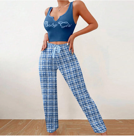 2 Pcs Pajamas Matching Plaid Pajamas