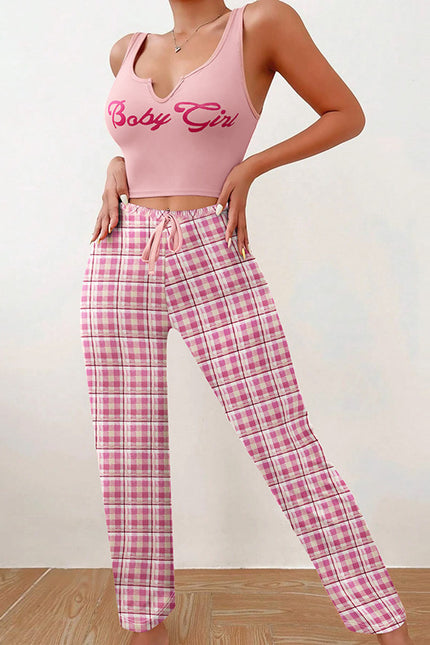 2 Pcs Pajamas Matching Plaid Pajamas