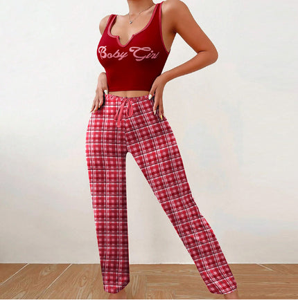 2 Pcs Pajamas Matching Plaid Pajamas
