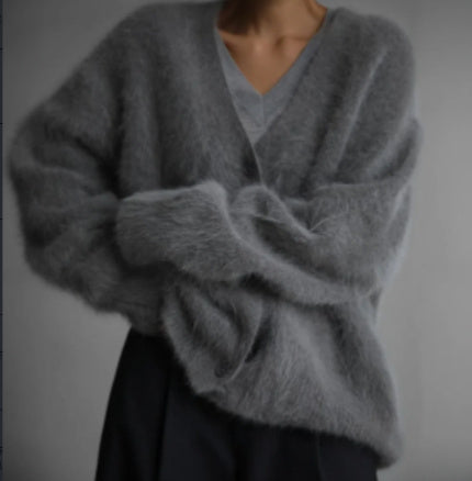 Loose V-neck Button Cardigan