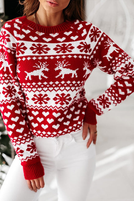 Christmas Elk Long Sleeve Knitted Sweater