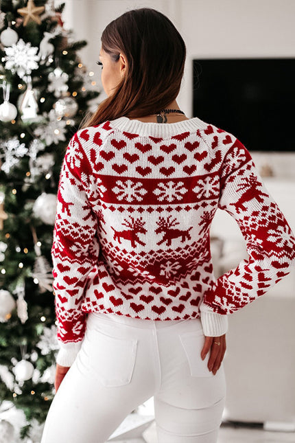 Christmas Elk Long Sleeve Knitted Sweater