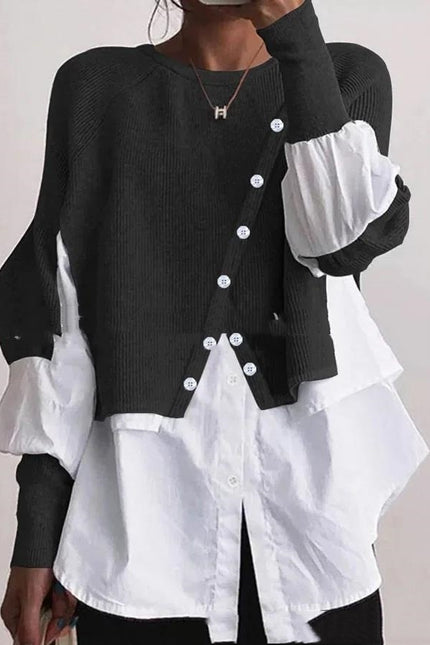 Long Sleeve Knitted Multi-color Shirt