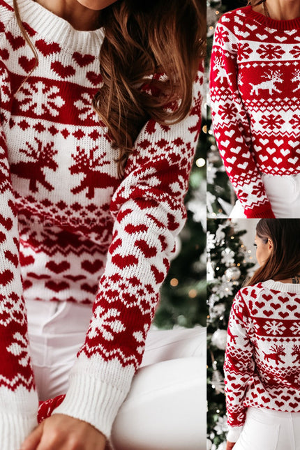 Christmas Elk Long Sleeve Knitted Sweater