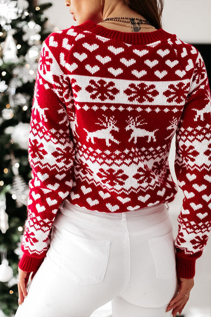 Christmas Elk Long Sleeve Knitted Sweater