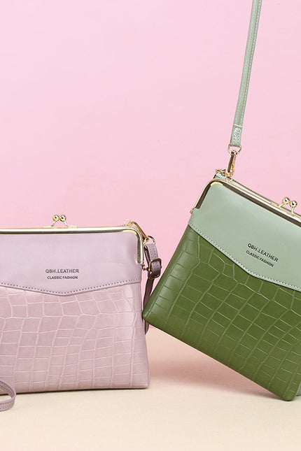 Lock Shoulder Alligator Pattern Crossbody Bag