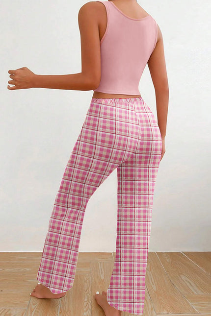 2 Pcs Pajamas Matching Plaid Pajamas
