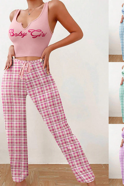 2 Pcs Pajamas Matching Plaid Pajamas