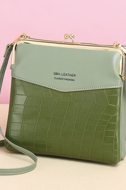 Lock Shoulder Alligator Pattern Crossbody Bag