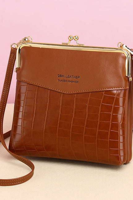 Lock Shoulder Alligator Pattern Crossbody Bag
