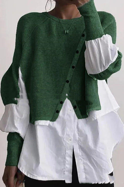 Long Sleeve Knitted Multi-color Shirt