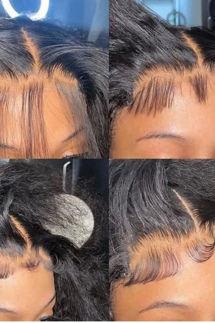 Natural Kinky Straight Human Hair Wig – 4x4 Transparent Lace, Pre-Plucked Hairline