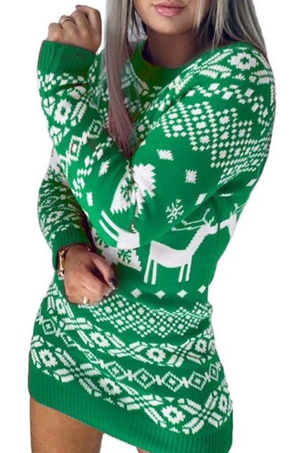 Christmas Elk Long Sleeve Knitted Sweater