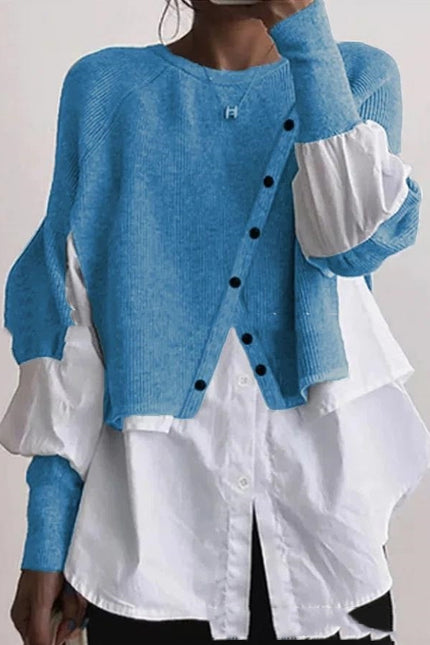 Long Sleeve Knitted Multi-color Shirt