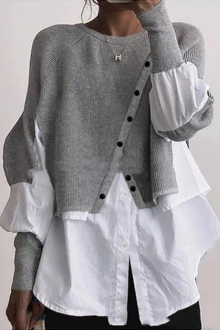 Long Sleeve Knitted Multi-color Shirt