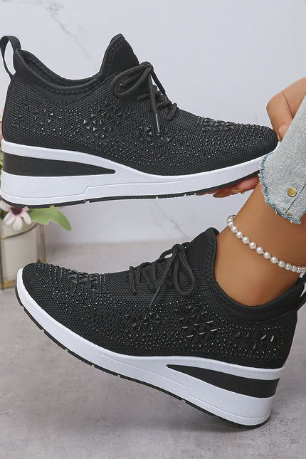 Rhinestone Wedge Sneakers – Sparkle Comfort in Every Step