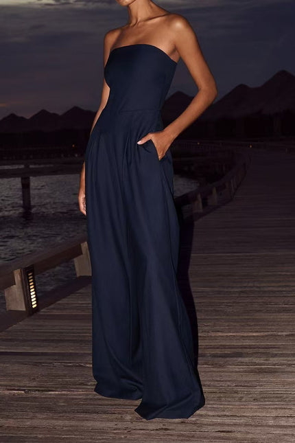 Backless Loose Tube-top Jumpsuit