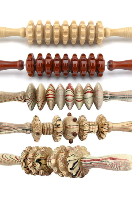 Wooden Back Massager with 9 Rollers for Full Body