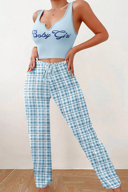 2 Pcs Pajamas Matching Plaid Pajamas