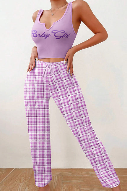 2 Pcs Pajamas Matching Plaid Pajamas