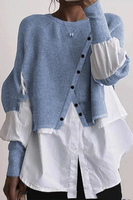 Long Sleeve Knitted Multi-color Shirt