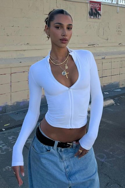 Zipper slim fit Tops