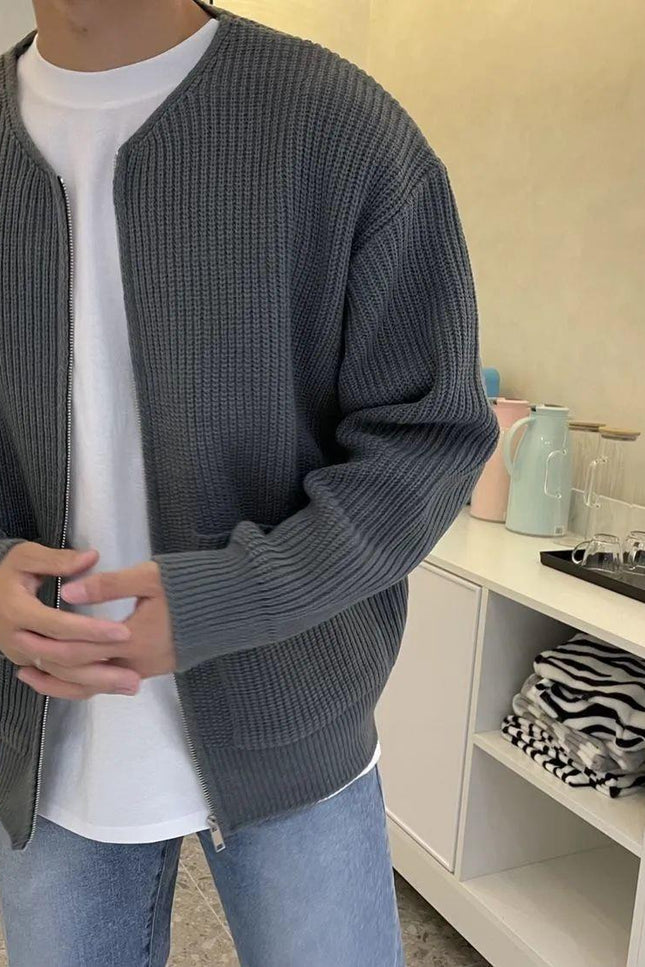 Men Zip Up Knitted Cardigan