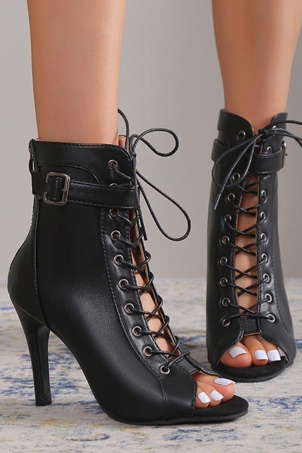 Lace-up Peep Toe High Heel Pumps