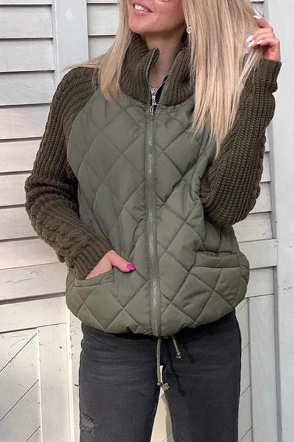 Stand Collar Cotton Jacket With Pockets Fashion Knitted