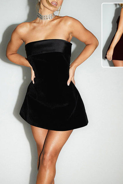 Ins Slim Tube-top A-line Short Dresses