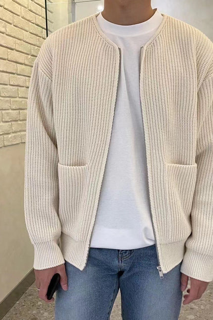 Men Zip Up Knitted Cardigan