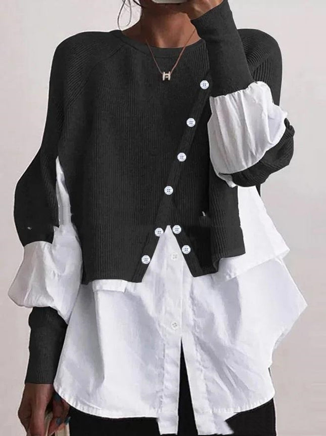 Long Sleeve Knitted Multi-color Shirt