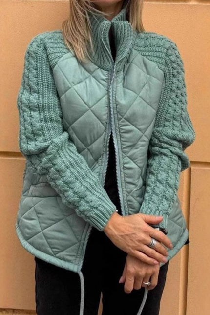 Stand Collar Cotton Jacket With Pockets Fashion Knitted