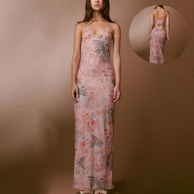 Floral Straps Butterfly Back Dress