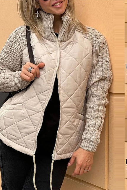 Stand Collar Cotton Jacket With Pockets Fashion Knitted