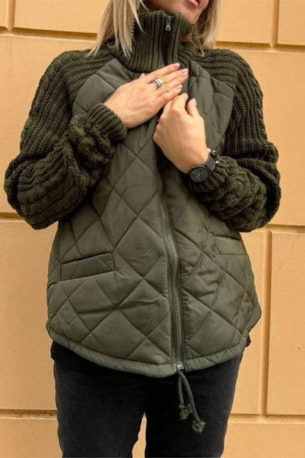 Stand Collar Cotton Jacket With Pockets Fashion Knitted