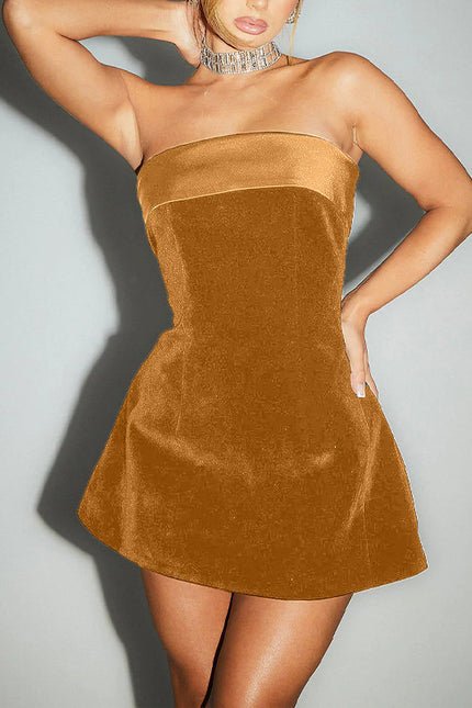 Ins Slim Tube-top A-line Short Dresses