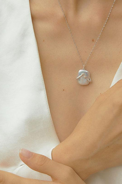 Unique Square Baroque Pearl Couple Pendant Necklace