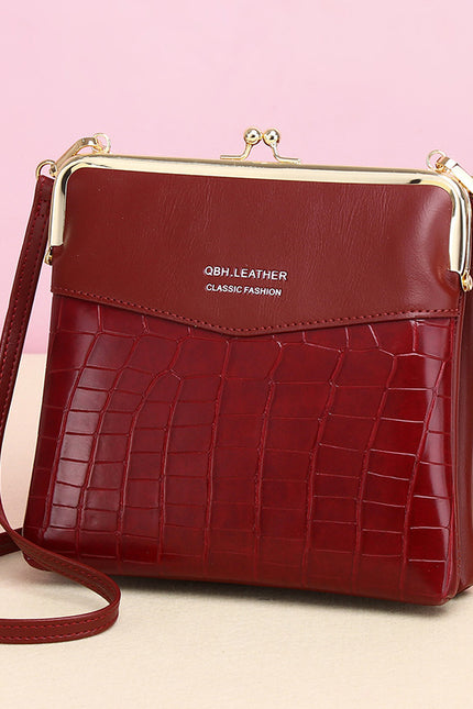 Lock Shoulder Alligator Pattern Crossbody Bag