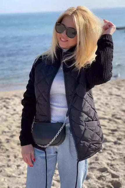 Stand Collar Cotton Jacket With Pockets Fashion Knitted