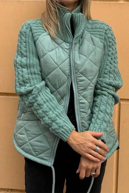 Stand Collar Cotton Jacket With Pockets Fashion Knitted