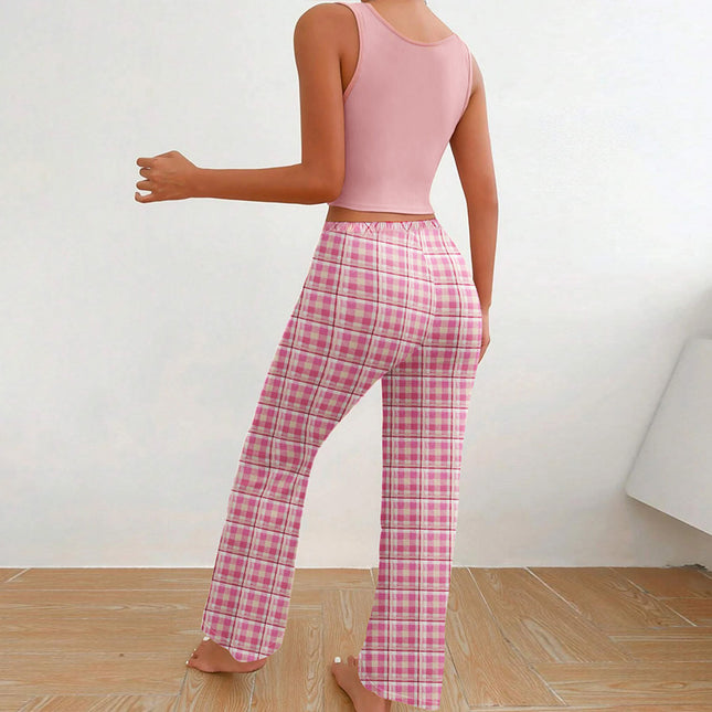 2 Pcs Pajamas Matching Plaid Pajamas