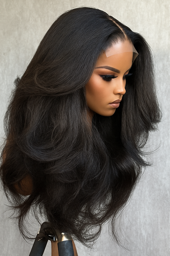 Brazilian Yaki Wave Wig – 100% Human Hair, Silk Base, Full Lace Design