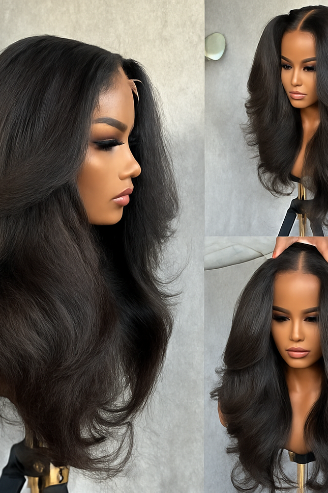 Brazilian Yaki Wave Wig – 100% Human Hair, Silk Base, Full Lace Design