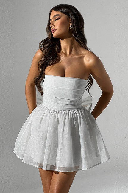 Tube Top Lace Dress With Back Bow-knot
