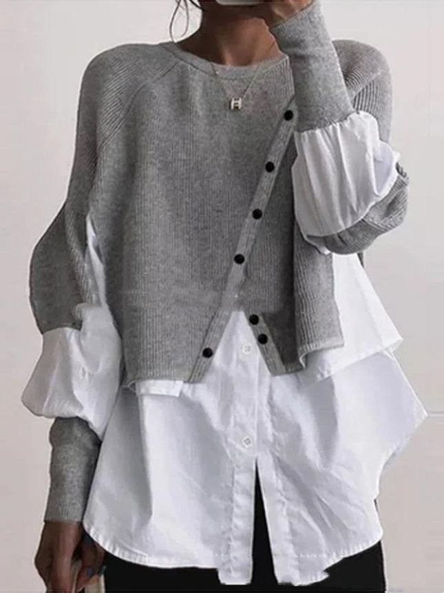 Long Sleeve Knitted Multi-color Shirt
