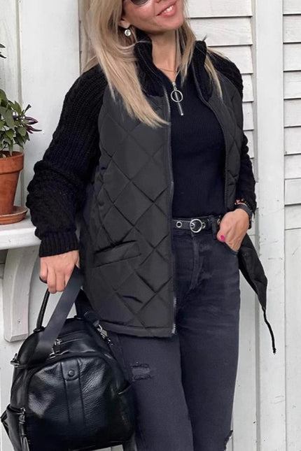 Stand Collar Cotton Jacket With Pockets Fashion Knitted