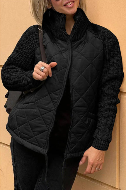 Stand Collar Cotton Jacket With Pockets Fashion Knitted