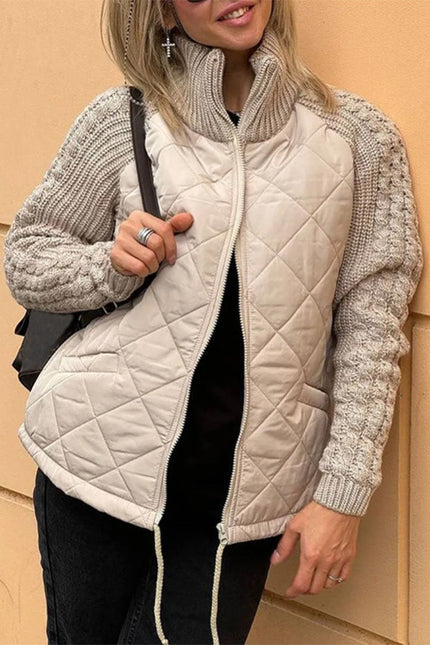 Stand Collar Cotton Jacket With Pockets Fashion Knitted