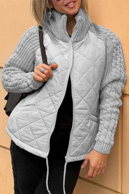 Stand Collar Cotton Jacket With Pockets Fashion Knitted